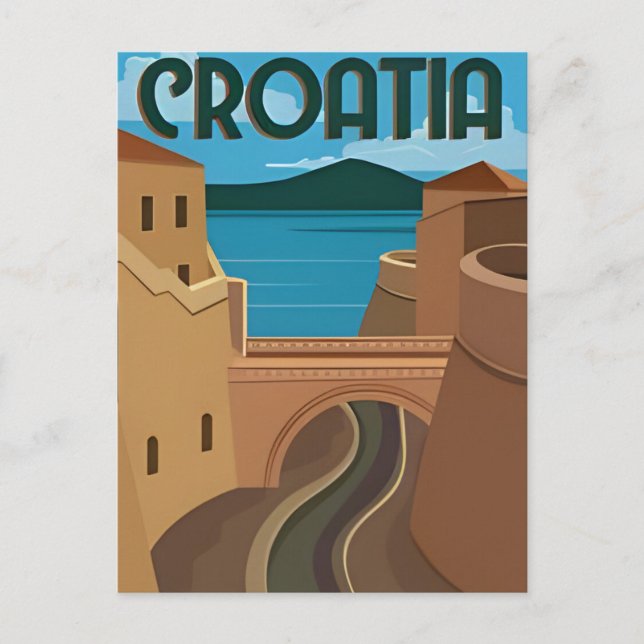Dubrovnik Kroatien Reisen Kunst Vintager Teich Postkarte (Vorderseite)