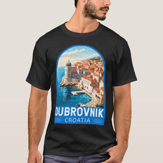 Dubrovnik Kroatien Reisen Retro Emblem T-Shirt (Vorderseite)