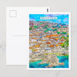 Dubrovnik Kroatien Reiseort Aquarell Postkarte