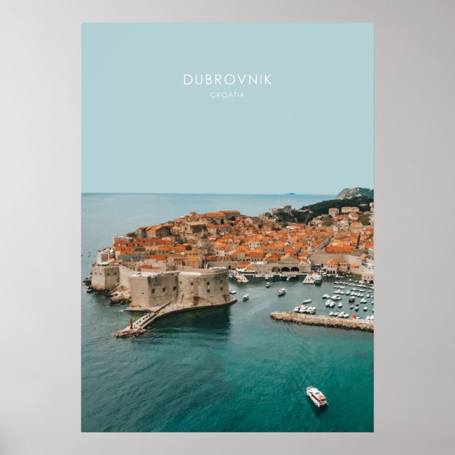 Dubrovnik, Kroatien - Reiserouten Poster (Vorne)