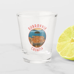 Dubrovnik Kroatien Retro Distressed Circle Schnapsglas