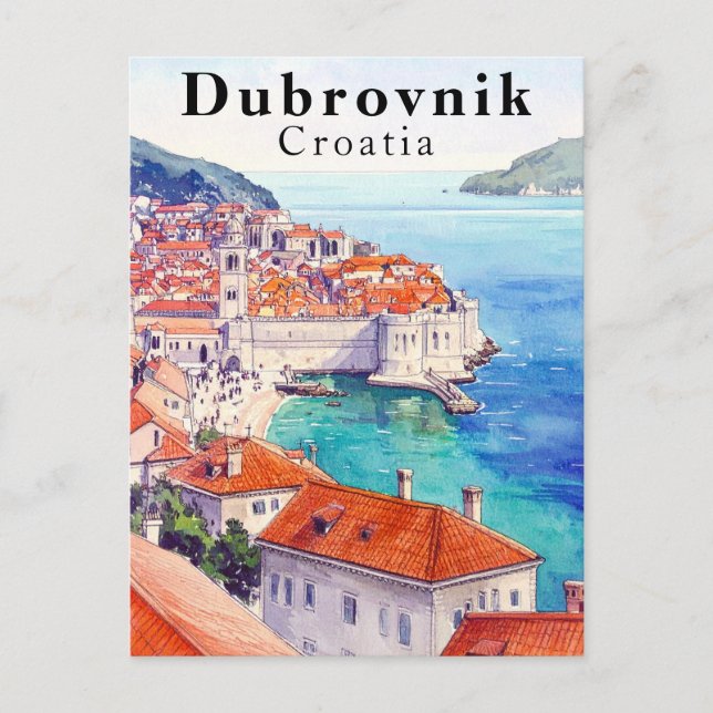 Dubrovnik Kroatien Vintage Altstadt am Adriatische Postkarte (Vorderseite)