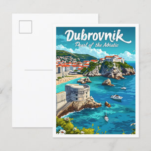 Dubrovnik Kroatien Vintage-Kunst-Reiseillustration Postkarte