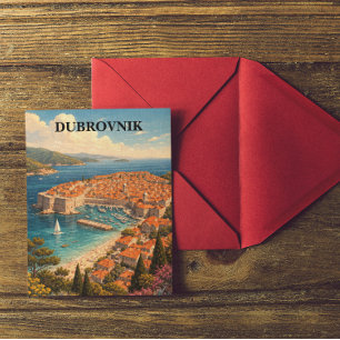 Dubrovnik Kroatien Vintage-Reise Kunst Postkarte
