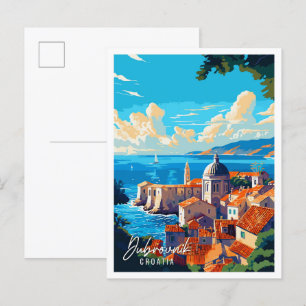 Dubrovnik Kroatien Vintage-Reiseillustration Postkarte