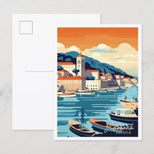 Dubrovnik Kroatien Vintage-Reiseillustration Postkarte