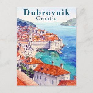 Dubrovnik Kroatien Wasserfarbe Adria Altstadt Postkarte