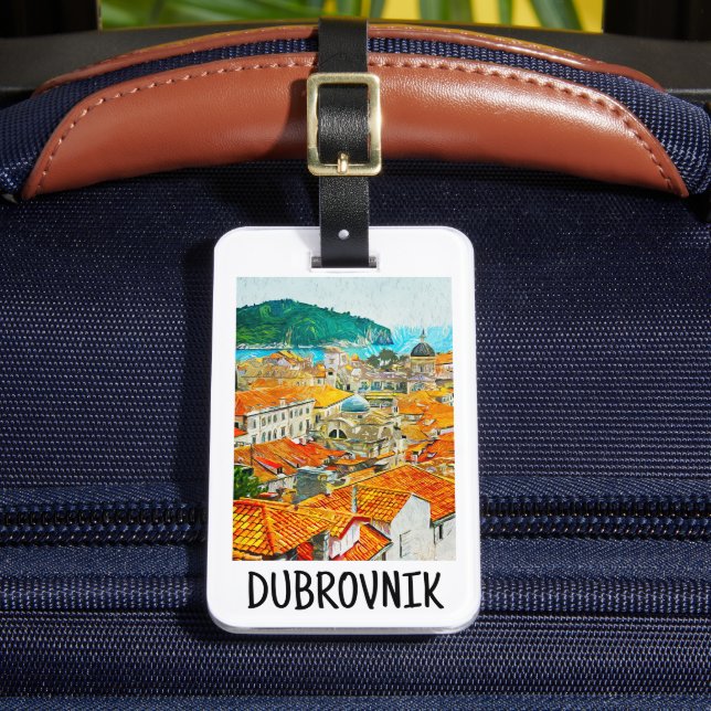 Dubrovnik Kroatien Wasserfarben Ölpaint Postcard Gepäckanhänger (Vorderseite Insitu 2)