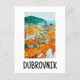 Dubrovnik Kroatien Wasserfarben Ölpaint Postcard Postkarte