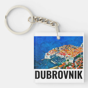 Dubrovnik Kroatien Wasserfarbenfrohe Ölfarbe Schlüsselanhänger