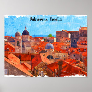 Dubrovnik Kroatien Wasserfarbenmalerei Poster