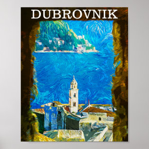 Dubrovnik Kroatien Zeichne Wasserfarbe Poster