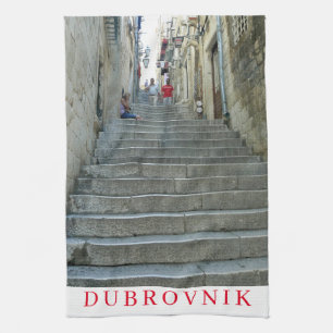 Dubrovnik Steintreppe Ausblick Teetuch Geschirrtuch