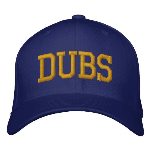 "DUBS" Baseball Cap - Blau und Gold Bestickte Baseballkappe (Vorderseite)