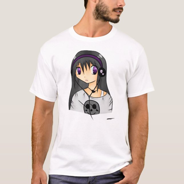 Dubstep Anime-Mädchen-T - Shirt (Vorderseite)