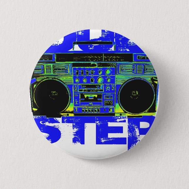 Dubstep Blau Boombox Button (Vorderseite)