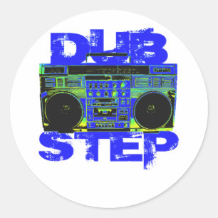 Dubstep Blaue Boombox Runder Aufkleber