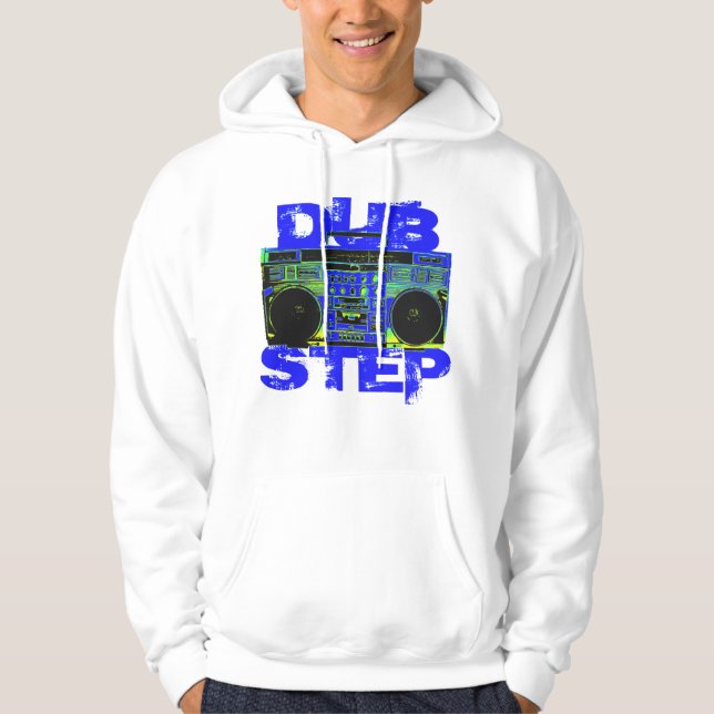 Dubstep blauer Boombox Hoodie (Vorderseite)