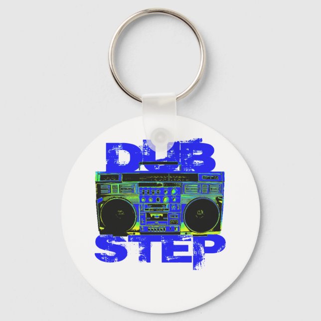 Dubstep Blue Boombox Schlüsselanhänger (Vorderseite)