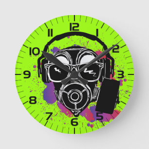 Dubstep Gasmask Runde Wanduhr