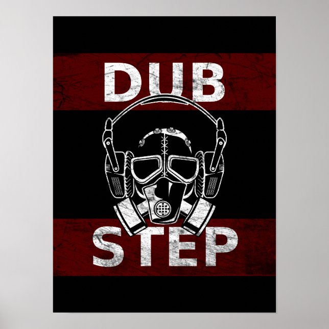 Dubstep Gasmaske und Kopfhörer Poster (Vorne)