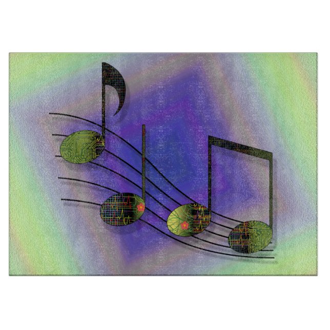Dubstep Notes Glasschneidplatte Schneidebrett (Vorderseite)