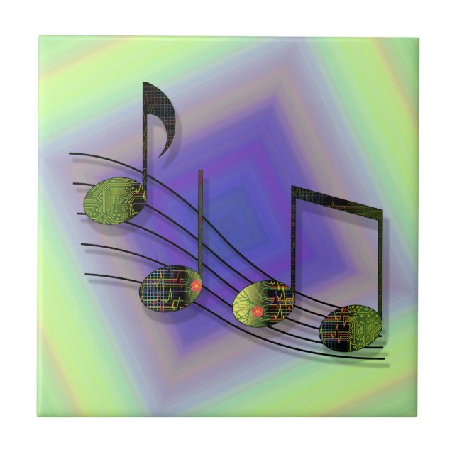 Dubstep Notes Tile Fliese (Vorderseite)
