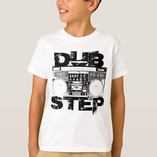 Dubstep schwarzes Boombox T-Shirt (Vorderseite)