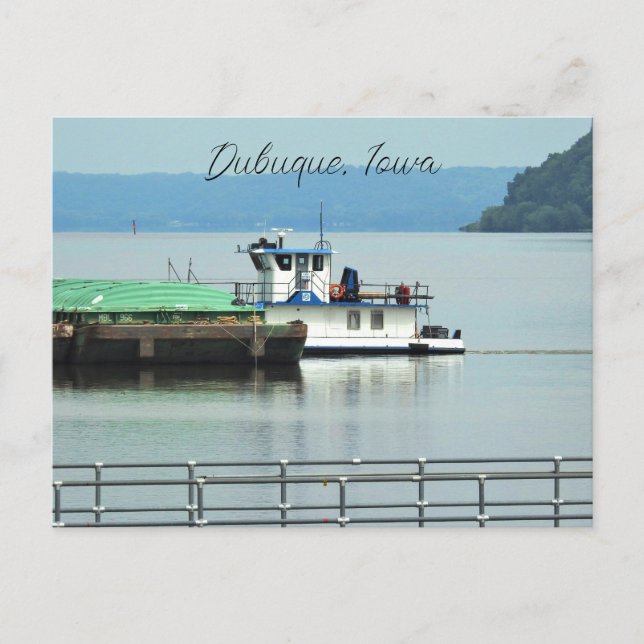 Dubuque, Iowa Pusher Boat am Mississippi River Postkarte (Vorderseite)
