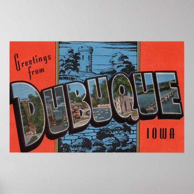 Dubuque, IowaGroße BuchstabenszenenDubuque, IA Poster (Vorne)
