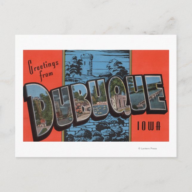 Dubuque, IowaGroße BuchstabenszenenDubuque, IA Postkarte (Vorderseite)