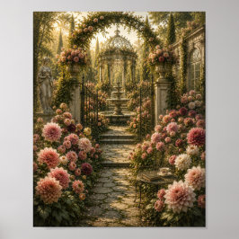 Duchess Dahlia Garden Vintage Botanical Poster