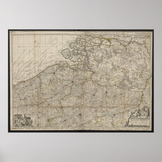 Duchy of Brabant with Adjacent Provinces Map, 1712 Poster (Vorne)