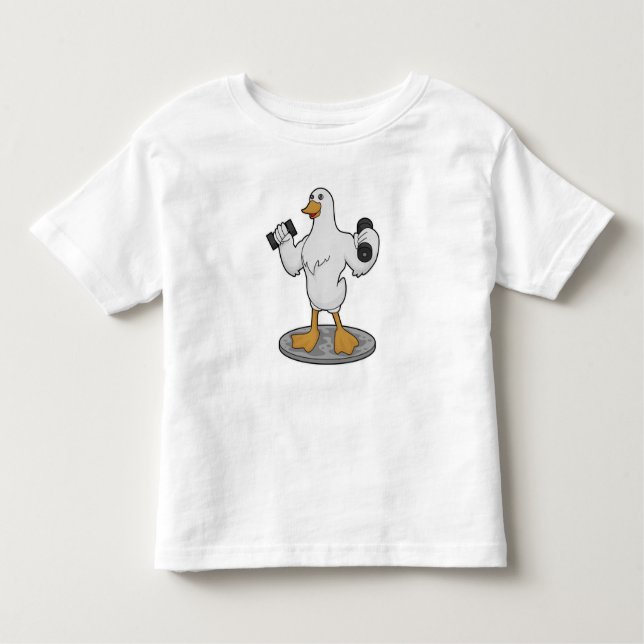 Duck als Bodybuilder mit Dumbells Kleinkind T-shirt (Vorderseite)