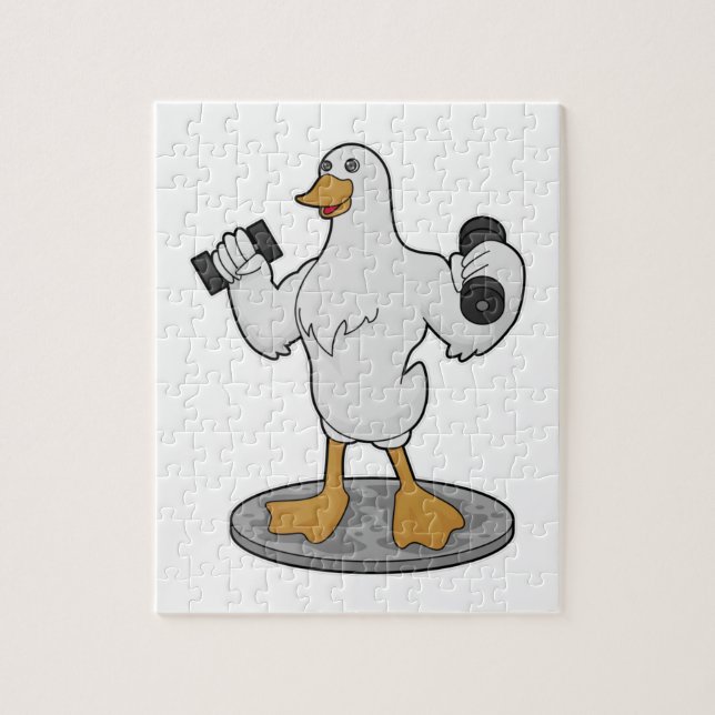 Duck als Bodybuilder mit Dumbells Puzzle (Vertikal)