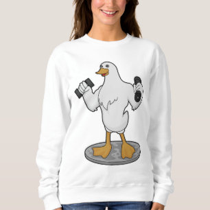 Duck als Bodybuilder mit Dumbells Sweatshirt