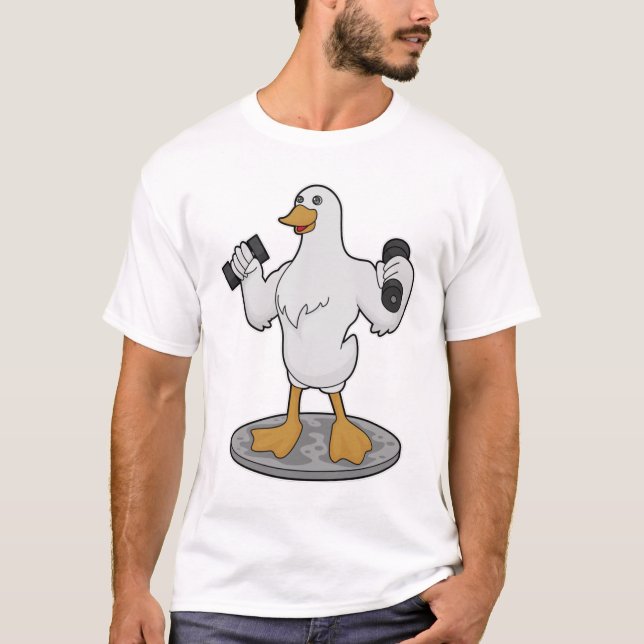 Duck als Bodybuilder mit Dumbells T-Shirt (Vorderseite)