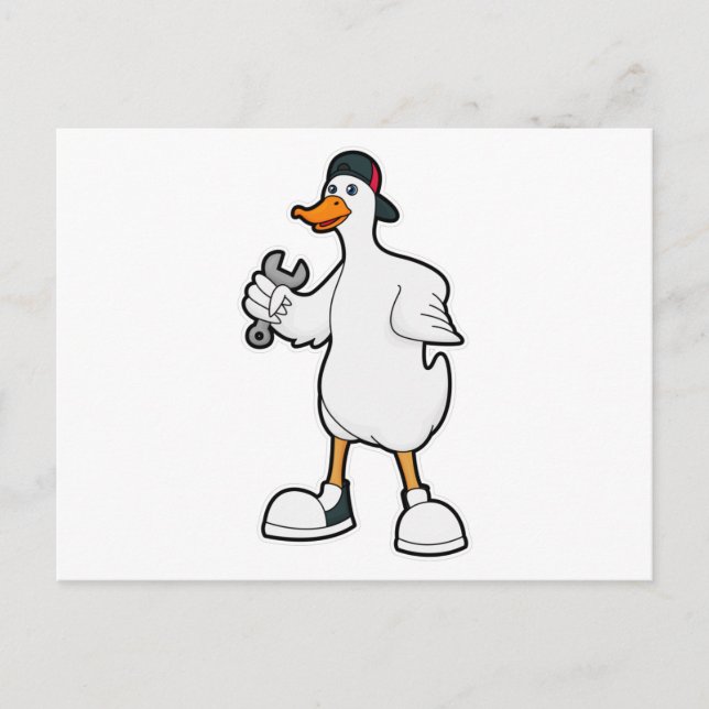 Duck als Handwerker mit Tool & Cap Postkarte (Vorderseite)