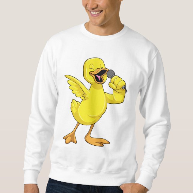 Duck als Sänger mit Mikrofon Sweatshirt (Vorderseite)