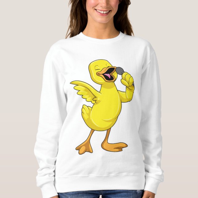 Duck als Sänger mit Mikrofon Sweatshirt (Vorderseite)