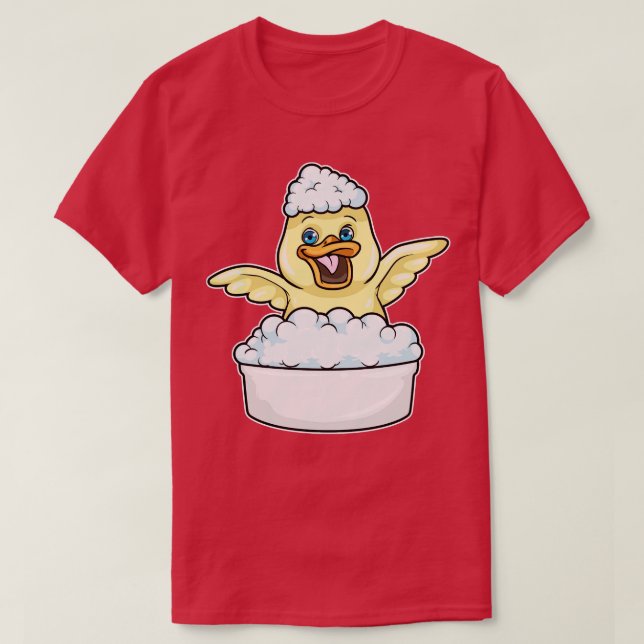 Duck am Baden in der Badewanne mit Schaumstoff T-Shirt (Design vorne)