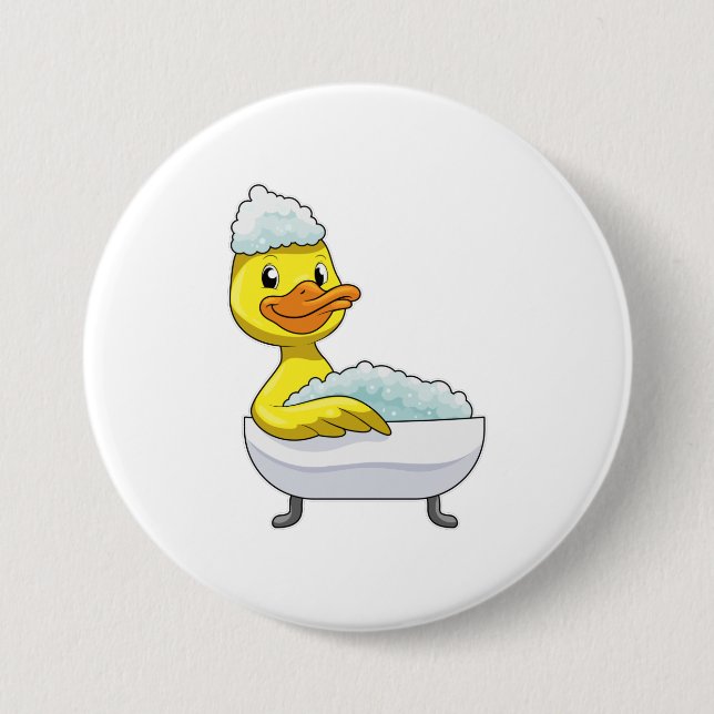 Duck am Baden mit Badewanne & Schaumbad Button (Vorderseite)
