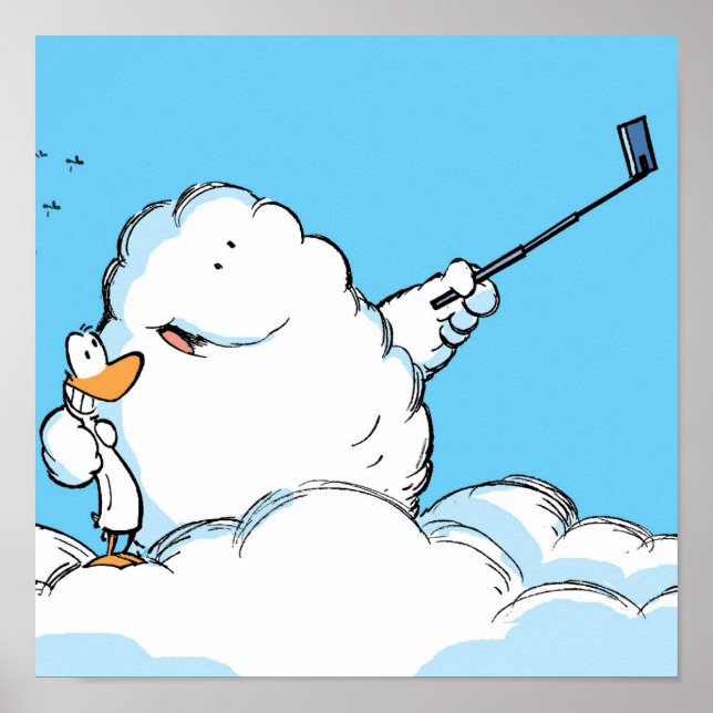Duck and Cloud Selfie Cartoon Poster (Vorne)