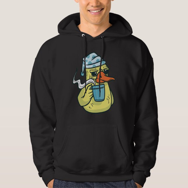 Duck Animal Bird with Coffee Drinking Funny Coffee Hoodie (Vorderseite)