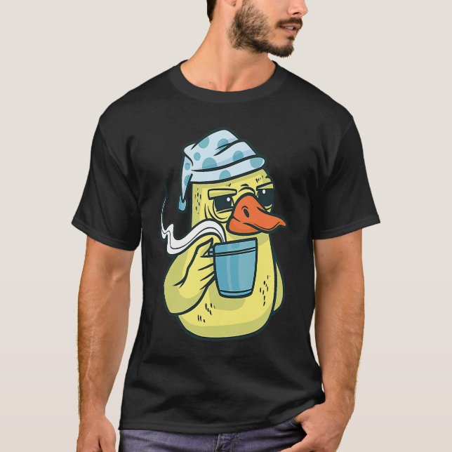 Duck Animal Bird with Coffee Drinking Funny Coffee T-Shirt (Vorderseite)