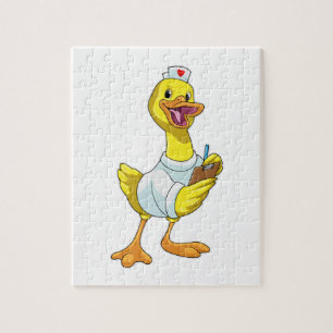 Duck as Nurse with Heart Puzzle