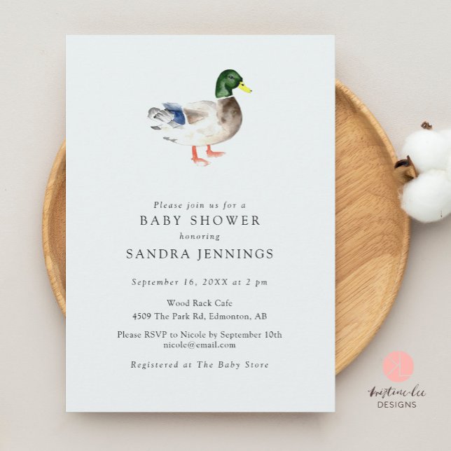 Duck Baby Dusche Minimalistisch Einfache Wasserfar Einladung (Von Creator hochgeladen)