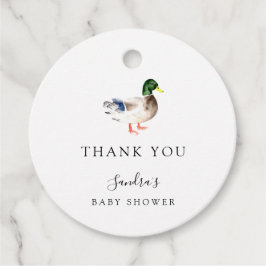 Duck Baby Shower Elegant Danke Script Chic Geschenkanhänger