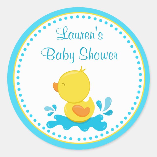Duck Baby Shower Gevor Tag Stickers (Vorderseite)