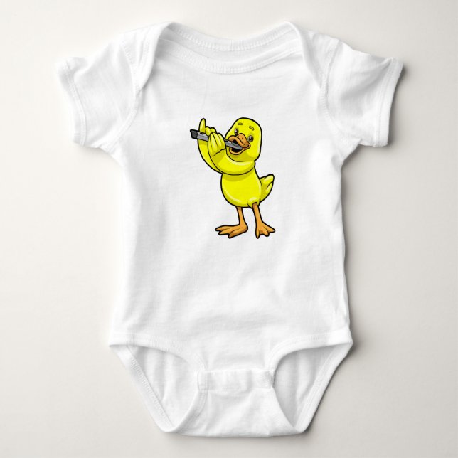 Duck bei Musik mit Flute Baby Strampler (Vorderseite)
